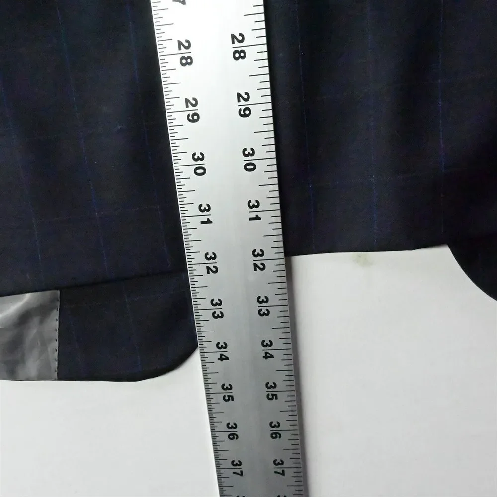 Hart Schaffner Marx 48R Blue Plaid 100% Wool USA Mens‎ Blazer Sport Coat Jacket